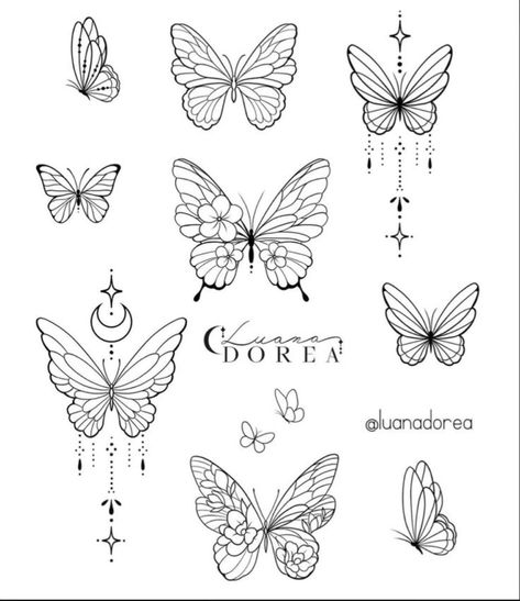 Borboleta Tattoo, Butterfly Tattoo Stencil, Tiny Heart Tattoos, Simple Tattoos For Women, Flash Tattoo Designs, Tattoo Flash Sheet, Flash Sheet, Cute Tiny Tattoos, Butterfly Tattoos