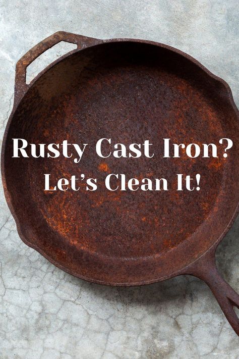 Don't give up on your rusty cast iron cookware! Our step-by-step guide is here to show you how to clean, season, and maintain your pans, transforming them from rusty relics into gleaming, non-stick treasures. Perfect for both heirlooms and thrift store finds, these tips will ensure your cast iron remains a cherished part of your kitchen arsenal. Pin this guide for future reference and start reviving your cookware today! #CastIronRestoration #DIYKitchenHacks #SustainableLiving" How To Clean Rusted Cast Iron, Clean Rusty Cast Iron Skillet, Cleaning Rusted Cast Iron, How To Clean A Rusty Cast Iron Skillet, How To Take Care Of Cast Iron Skillet, How To Clean Rusty Cast Iron Skillet, Cleaning Cast Iron Skillet Rust, How To Clean Rust Off Cast Iron, Removing Rust From Cast Iron