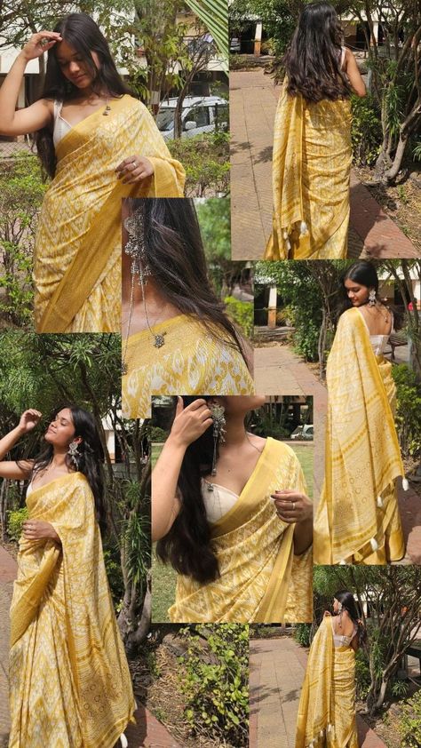 Ethenic Pose Ideas, Indian Yellow Aesthetic, Poses For Pictures In Saree, Photo Idea In Saree, Saree Aesthetic Layout, Instagram Saree Story Ideas, Sare Poses Traditional, Ethenic Story Instagram, Traditional Saree Aesthetic