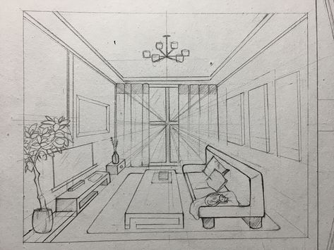 1 Perspective Drawing Room, Interior Two Point Perspective, Interior Room Drawing, Rooms In Perspective, One Perspective Drawing Room, One Point Perspective Room Interiors, One Point Interior Perspective, One Point Perspective Room Bedrooms, Rooms To Draw