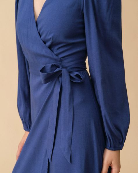 Free shipping on orders over $69. Shop solid knot side wrap maxi dress - navy - xs,s,m,l,xl at RIHOAS. Princess Vintage, Elegant Tops, Maxi Dress For Women, Wrap Maxi Dress, Custom Size Dresses, Multi Dress, Maxi Dress Navy, Floral Short, Long Sleeve Maxi