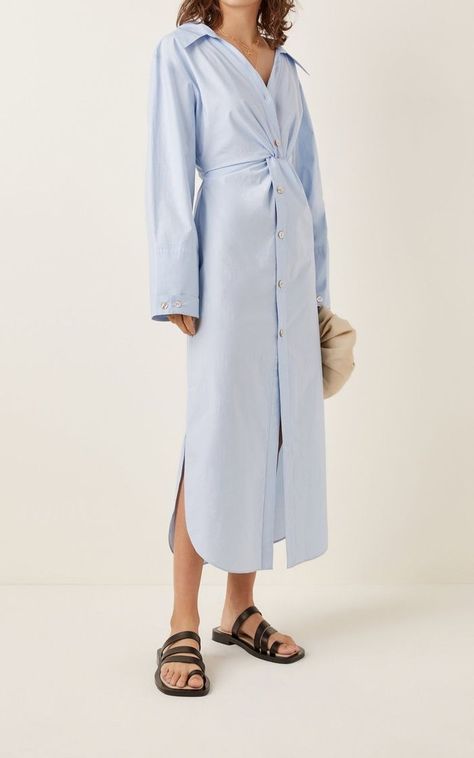 Blue Ayse, Poplin Shirt Outfit, Twist Shirt, Poplin Shirt Dress, Sewing Dress, Shirt Dress Outfit, Fresh Dress, Classic Shirt Dress, Linen Shirt Dress