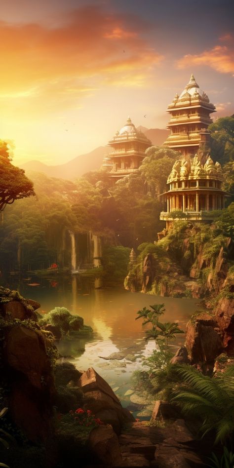 The Hidden Hindu, Indian Fantasy Art, Mandir Background, Veg Food Recipes, All God Images, Ancient Indian Architecture, Alien Aesthetic, Krishna Flute, Anime City