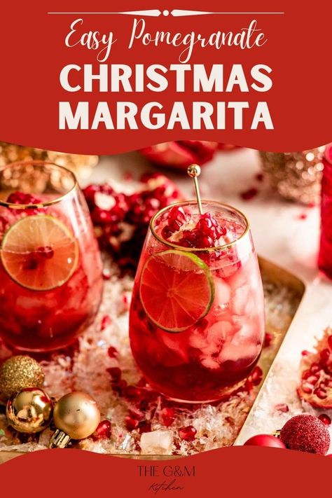 This festive and bright red Christmas Margarita is the perfect way to celebrate the season and make the most of in-season pomegranates!T he combination of pomegranate and tequila creates a merry and tangy taste that will awaken your taste buds. Christmas Pomegranate Margarita, Tequila Pomegranate Cocktails, Pomegranate Tequila Drinks, Holiday Cocktails Tequila, Red Christmas Cocktails, Pomegranate Margarita Recipe, Red Margarita, Pomegranate Tequila, Pomegranate Christmas