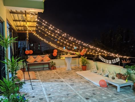 #birthdaydecorations #terracemakeover #diys Rooftop Haldi Decoration, Terrace Bday Decoration Night, Rooftop Terrace Party Decoration, Rooftop Decoration Ideas For Birthday, Balcony Birthday Decoration, Terrace Wedding Decor Indian, Balcony Birthday Decoration Ideas, Terrace Bday Decoration, Terrace Party Decoration Night