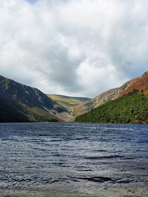 Wicklow mountains and the lower lake in Glendalough Wicklow Mountains, My Father's World, Visit Ireland, Cliffs Of Moher, Belfast, Beautiful Places, Wonder, Lake, Travel