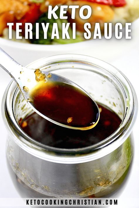 Keto Teriyaki Sauce This Keto Teriyaki Sauce has the perfect blend of traditional sweet and salty flavors, with a thick and sticky texture that you will love! Use it to add great flavor to your stir fry chicken, beef or shrimp, use as a marinade or glaze. #ketoasian #lowcarbteriyaki #ketosauces Keto Eel Sauce, Keto Stir Fry Sauce, Terriaki Sauce, Keto Teriyaki Sauce, Keto Teriyaki, Keto Stir Fry, Keto Beginner, Stir Fry Chicken, Teriyaki Sauce Recipe