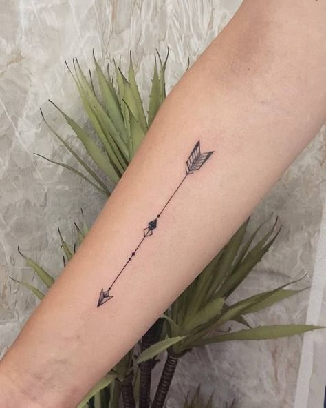 Fine line arrow tattoo on the inner forearm. Fine Line Inner Forearm Tattoo, Dog Arrow Tattoo, Arrow Tattoo Forearm Woman, Arrow On Finger Tattoo, Small Tattoo Arrow, Arrow Tattoo Arm Women, Strength Arrow Tattoo For Women, Arm Arrow Tattoos For Women Forearm, Fine Line Arrow Tattoos For Women