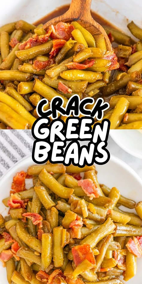 Have you tried making crack green beans? This simple yet mouthwatering dish combines tender green beans with crispy bacon and a gorgeous sauce that perfectly balances sweet, salty and buttery flavors. It pairs wonderfully with any main course, be it pork, chicken, turkey, or beef, ensuring that everyone at the dinner table will be eager for seconds! Perfect for your next meal, this recipe is sure to impress even the pickiest eater at the table. Crock Pot Green Beans With Bacon Brown Sugar, Ham Hock And Green Beans In Crockpot, How To Cook Fresh Green Beans With Bacon, Old Fashion Green Beans Recipe, Crockpot Green Beans And Bacon, Brown Sugar Green Beans Bacon, Canned Green Bean Recipes, Cracked Green Beans, Boil Green Beans