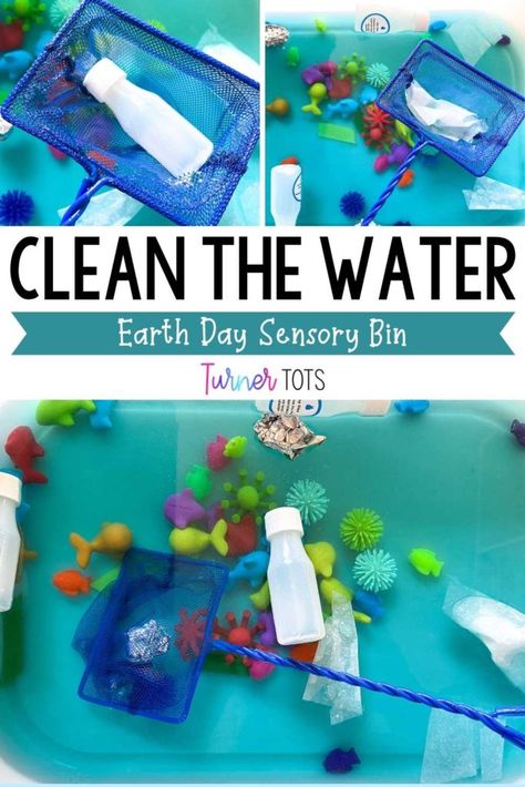 Recycle Lesson Plans Preschool, Save The Earth Preschool Activities, Nature Activities For Infants, Environment Activities For Preschool, Earth Day Sensory Activities, Pollution Sensory Bin, Earth Crafts Preschool, Earth Day Sensory Bin, Nature Sensory Bin