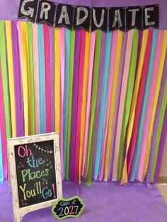 Our kindergarten Graduation photo booth! Graduation Party Preschool, Kinder Promotion Ideas, 2nd Grade Graduation Ideas, Rainbow Preschool Graduation Theme, Kindy Graduation Ideas, Kindergarten Graduation Party Themes, 5th Grade Celebration Ideas, Preschool Graduation Photo Booth, Preschool Photo Backdrop