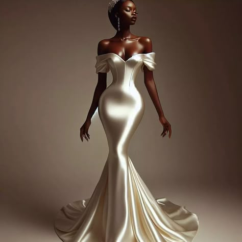 Satin Mermaid Wedding Dress, Braided Hairstyles For Black Women Cornrows, Wedding Gown Inspiration, Fashion Gowns, Nigerian Wedding, Braided Hairstyles For Black Women, African Wedding, Unique Dresses, Elegant Dress