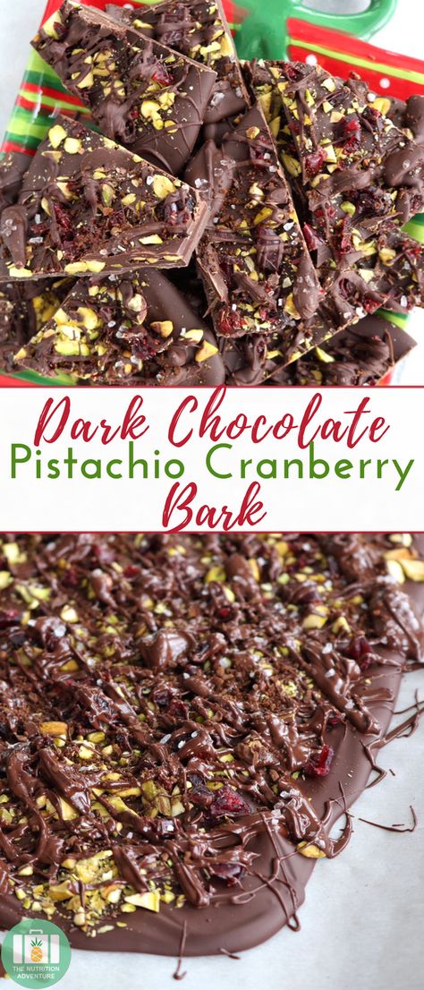 Cranberry Pistachio Bark, Cranberry Bark, Dark Chocolate Pistachio, Pistachio Bark, Winter Vegetarian Recipes, Christmas Bark Recipes, Pizza Hut Menu, Dark Chocolate Bark, Dark Chocolate Nutrition