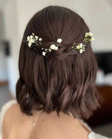 Cute Wedding Hairstyles, Wedding Hairstyles For Short Hair, Short Wedding Hairstyles, Bob Wedding Hairstyles, Short Bridal Hair, Short Hair Bride, Half Up Wedding, Half Up Wedding Hair, Hair Bride