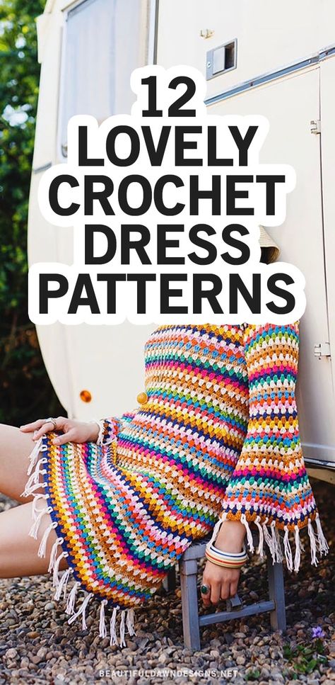 Once the weather warms up, I have plans of wearing a beautiful crochet dress. I love this good vibrations crochet dress. It's so bright, colorful, and creative. If you love the 70's style, you're going to love this crochet dress. It looks great paired with a floppy hat.