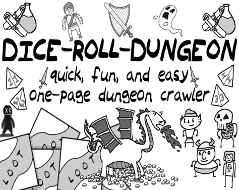 a brand new goodie: DICE-ROLL-DUNGEON [ one-page print & play dungeon crawler ] - Release Announcements - itch.io Dungeon Generator Dice, One Page Rpg, Dungeons And Dragons Crafts, Pnp Games, Dungeons And Dragons Adventures, Rpg Board Games, Pen And Paper Games, Dnd Crafts, Dungeon Crawler