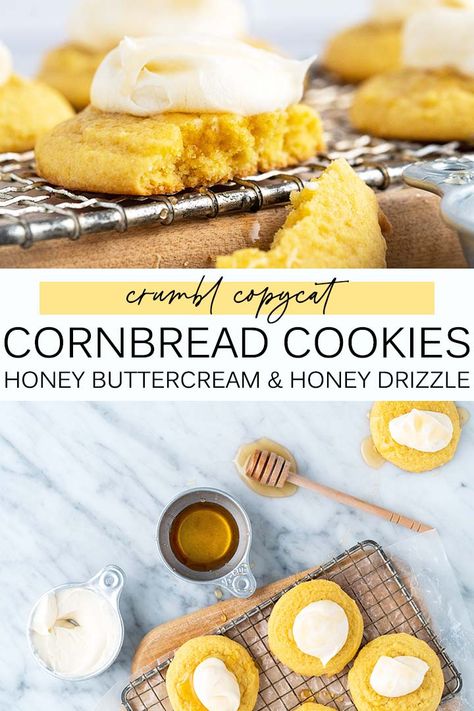 Cornbread Crumble Cookie, Crumble Cornbread Cookie, Honey Cornbread Cookies, Guilty Pleasure Food, Crumbl Cornbread Cookie Recipe, Cornbread Cookies Crumbl, Cornbread Desserts, Crumbl Cornbread Cookie, Cornbread Cookie