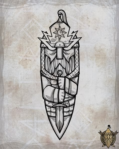 Denmark Tattoo Ideas, Perun Slavic Tattoo, Dwarven Tattoo, Viking Art Tattoo, Viking Art Drawing, Nordic Tattoo Design, Anglo Saxon Tattoo, Viking Drawings, Viking Rune Tattoo