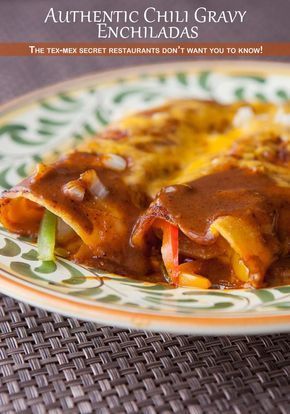 Have you ever thought that your homemade enchiladas are good, but just not quite as great as an authentic restaurant makes? The secret is in the gravy. It's a very spicy, smooth sauce that bakes up perfectly on enchiladas. Try it and never look back! Texmex Enchiladas, Chili Gravy, Homemade Enchiladas, Tex Mex Recipes, Enchilada Recipes, Gooey Cheese, Think Food, Latin Food, Enchilada Sauce