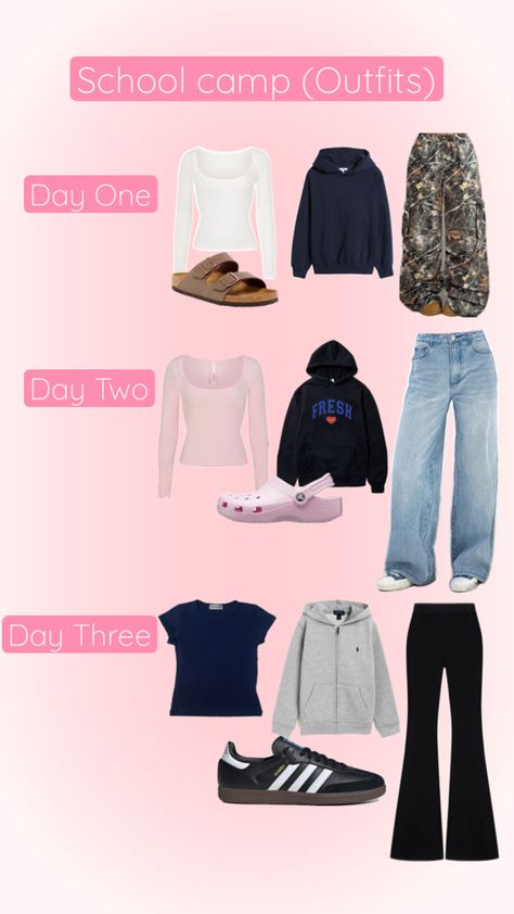 Outfits For Summer Camp, School Camp Outfits, Cabin Outfit Summer, Summer Camp Outfits, Cute Camping Outfits, Cabin Outfit, Summer Camping Outfits, Camp Outfits, School Camp