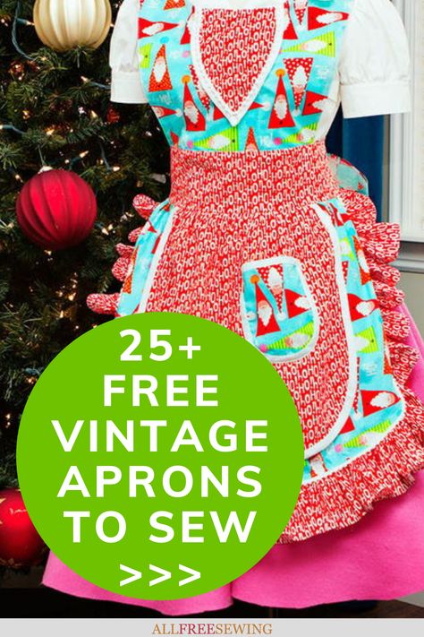 Apron Sewing Patterns Free, Vintage Apron Patterns Free, Patterns For Aprons Free, Jelly Roll Apron Free Pattern, Cute Apron Ideas, Free Apron Patterns Vintage, Diy Sewing Apron, Apron Tutorial Free, Free Apron Patterns Sewing