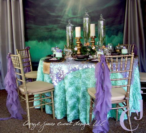 Mermaid Wedding Decor, Little Mermaid Themed Wedding, Little Mermaid Wedding Theme, 10 Year Wedding Anniversary Party, Mermaid Theme Wedding, Mermaid Wedding Theme, Josie Wedding, Mermaid Themed Wedding, Ball Sweet 16