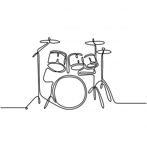 Drum Drawing, Drum Tattoo, Music Doodle, One Line, Drums Art, Drum Music, Music Drawings, Music Illustration, Single Line Drawing