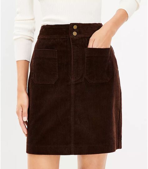 Women's Skirts | Loft Iced Espresso, Corduroy Skirt Outfit, Pocket Skirt, Tights And Boots, Fall Winter Wardrobe, Corduroy Skirt, Casual Work Outfits, Fall Skirts, Trendy Clothes For Women