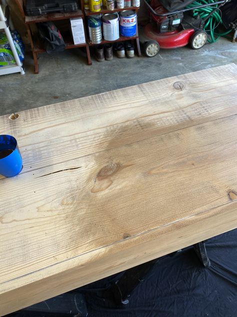 Our Favorite Raw Wood Stain Combination - Full Hearted Home Weathered Stained Wood, Light Wash Stain Wood, Best Stains For Birch Wood, Farmhouse Table Stain Color Ideas, Barnwood Stain Color, Raw Wood Look On Pine, Different Stains For Wood, Wood Table Stain Colors, White Wash And Stain Wood