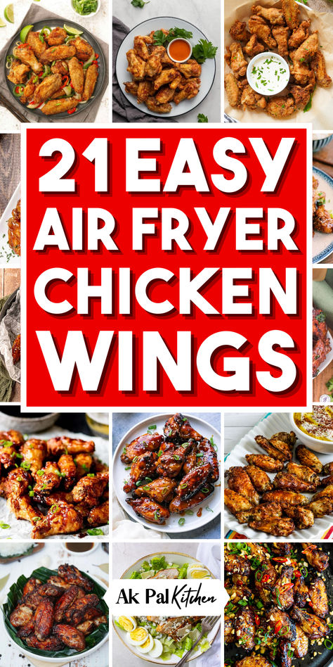 Discover easy and flavorful air fryer chicken wings that deliver perfectly cooked, crispy results every time. From classic buffalo air fryer wings to garlic Parmesan and teriyaki chicken recipes, our homemade air fried chicken wings are sure to be a crowd-pleaser. Dive into the world of healthy chicken wing snacks, featuring the perfect balance of flavor and crunch. Make every bite count with BBQ chicken wing delights that are both delicious and easy to prepare. Air Fryer Recipes Chicken Wings, Healthy Chicken Wings, Wings Recipe Baked, Easy Air Fryer Chicken, Chicken Wing Recipes Fried, Air Fry Chicken Wings, Air Fryer Wings, New Air Fryer Recipes, Bbq Chicken Wings