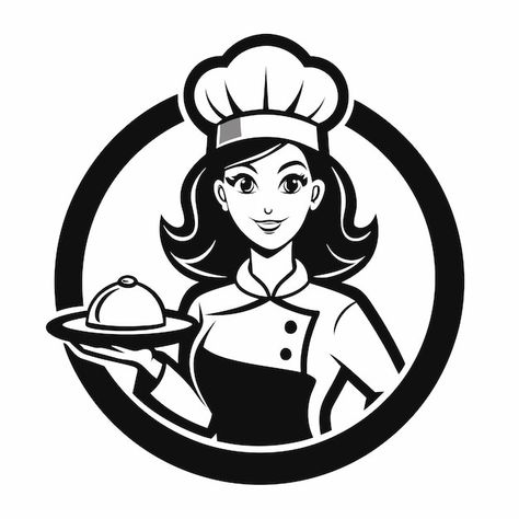 Aesthetic Badgirl Wallpaper, Chef Logo Design Ideas, Cooking Logo Design, Chef Logo Design, Tray Of Food, Cook Logo, Chef Vector, Tshirt Printing Business, Cooking Icon