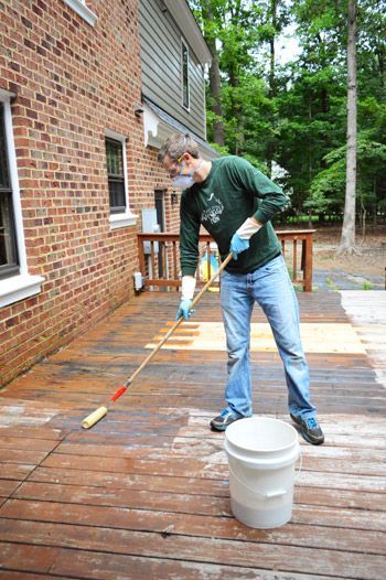 Young House Love | How To Strip & Clean A Deck For Stain Deck Staining, Ground Level Deck, Deck Cleaning, Deck Makeover, Stripping Paint, Deck Paint, Young House, Wooden Deck, Deck Building