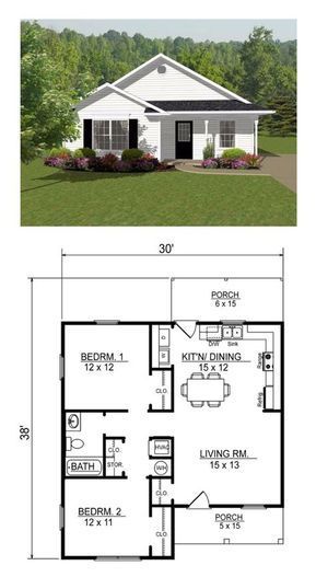 Open Concept House Plans, Design Casa Piccola, Little House Plans, Two Bedroom House, Free House Plans, 2 Bedroom House Plans, Small House Floor Plans, 4 Bedroom House Plans, Tiny House Floor Plans