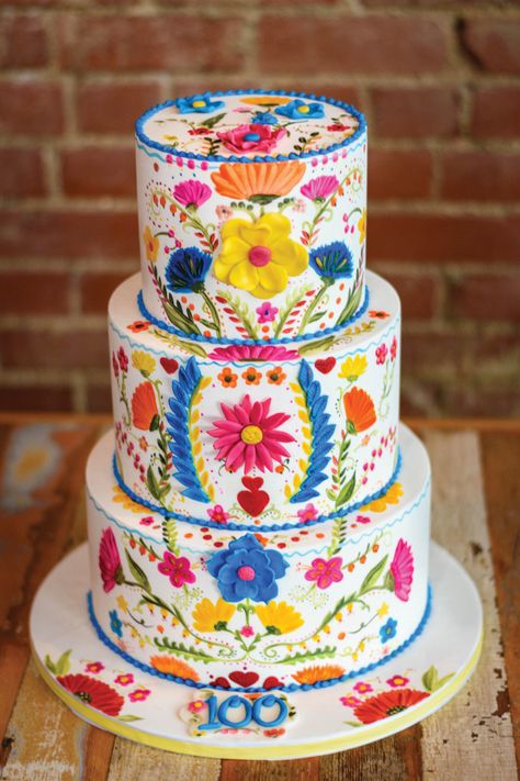 Halloween Wedding | Today's Bride Mexican Wedding Cakes, Mexican Wedding Cake, Mexican Cake, Mexican Birthday Parties, First Fiesta, Mexican Themed Weddings, Fiesta Cake, Encanto Party, Mexican Fiesta Party