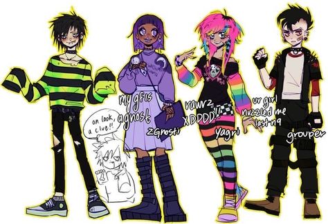 Cute Art Styles Cartoon, Art Styles Cartoon, Scene Kid Art, Scene Drawing, Scene Outfits, Emo Art, Swag Art, Scene Art, Scene Kids