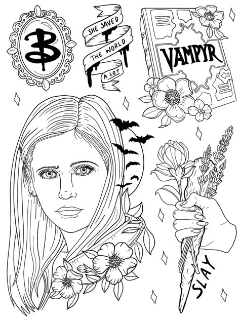 #buffy #buffythevampireslayer Buffy Tattoo, Slayer Tattoo, Theme Tattoo, Kawaii Tattoo, Spooky Tattoos, Flash Sheet, Traditional Tattoo Art, Getting A Tattoo, Minimalist Tattoos