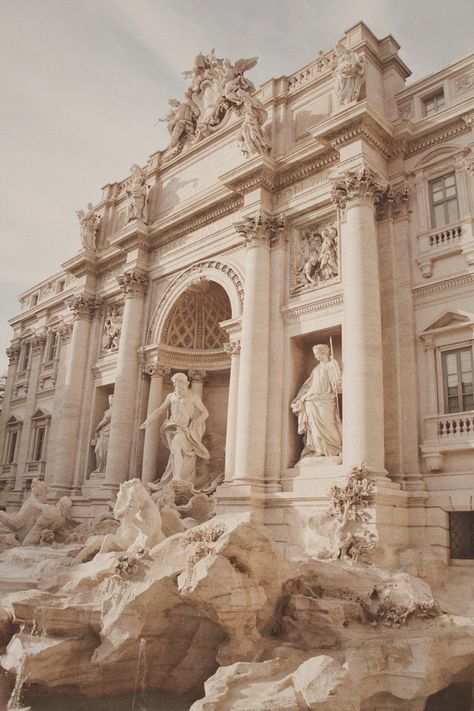 Istoria Artei, Cream Aesthetic, Trevi Fountain, Beige Aesthetic, Collage Wall, Brown Aesthetic, Light Academia, City Aesthetic, Pretty Places