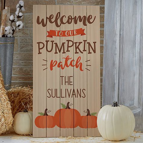 Welcome To Our Pumpkin Patch, Christian Halloween, Pumpkin Patch Sign, Wood Porch, Personalization Mall, Porch Welcome Sign, Porch Area, Wood Boards, Porch Sign