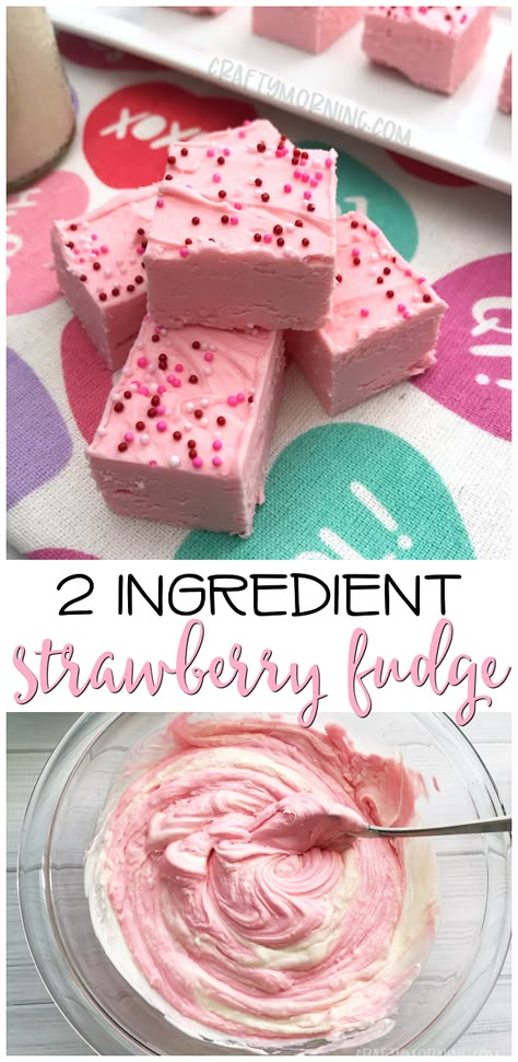 Make this yummy 2 ingredient strawberry fudge for a Valentine's Day treat! Easy valentine fudge to give for gifts. Pink dessert idea for parties. Valentines day treat dessert idea. Valentine Fudge, Valentines Strawberries, Strawberry Fudge Recipe, Strawberry Valentines, Strawberry Fudge, Strawberries Ideas, Valentines Dessert, Valentine Strawberries, Valentines Recipes Desserts