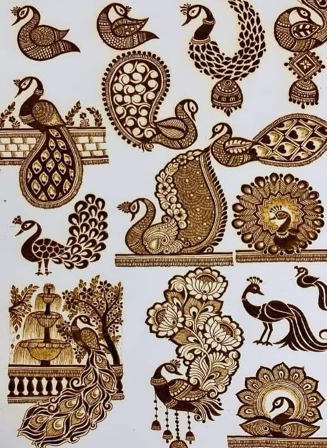 Pikok Mehndi Designs, Bridal Mehndi Designs For Beginners, Morepankh Mehndi Design, Easy Peacock Mehndi Designs, Simple Peacock Mehndi Designs, Pecoke Mehadi, Bridal Mehndi Designs Practice, Bird Mehendi Design, Mehndi Book Design