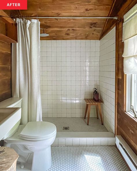 Plain White Bathroom, Chic Cabin, Selfie Filters, Cabin Vibes, Cabin Bathrooms, Cottage Bathroom, Wooden Bathroom, Tiny Bathrooms, Shower Surround