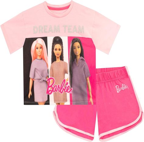 Barbie Pjs | Girls Short Pyjamas | Kids Pj Set Multicoloured 9-10 Years : Amazon.co.uk: Fashion Barbie Pjs, Barbie Shirt, Pink Pjs, Barbie Gifts, Girls Pjs, Barbie Logo, Pink Pajamas, Pajama Bottoms, Girls Pajamas