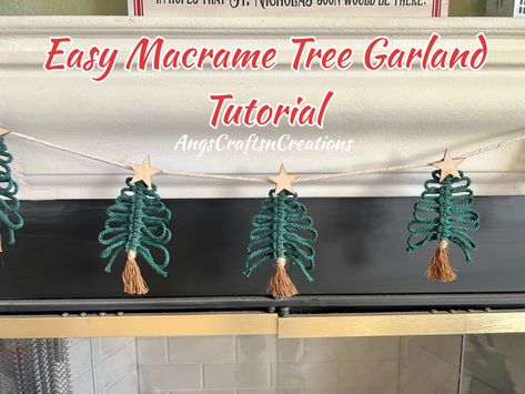 Macrame Christmas Garland Tutorial, Macrame Christmas Tree Garland Diy, Macrame Tree Garland Diy, Macrame Tree Garland, Holiday Macrame Diy, Macrame Christmas Tree Garland, Macrame Christmas Garland, Macrame Garland Diy, Tree Garland Diy