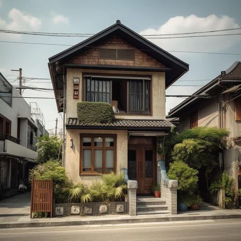 Town Houses Exterior, Japanese Hotel Exterior, Vietnamese House Design, Japanese Inspired House Exterior, Japanese Home Design Exterior, Japanese Style Home Exterior, Japanese Style Bloxburg House, Small Japanese House Exterior, Japanese Style Houses