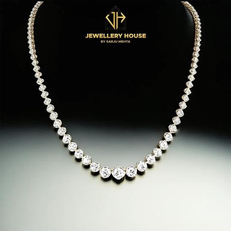 The Diamond Tennis Necklace by Jewellery House features a stunning sequence of brilliant-cut diamonds set in a classic tennis style. Crafted with meticulous attention to detail, this necklace exudes timeless elegance and is perfect for adding a touch of luxury to any occasion. Tennis Style, Diamond Tennis Necklace, House Features, Diamond Necklace Set, Tennis Necklace, Dream Lifestyle, Brilliant Cut Diamond, Necklace Set, Timeless Elegance