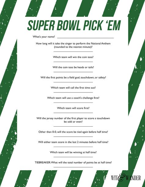 Download a FREE Printable Super Bowl Party Game! This Football Party Game is perfect for football fans and commercial fans! It's an easy Superbowl Party Game Printable that ends before half time. Kids and adults will love this printable game made just for the Big Game in February! Super Bowl Party Games, Super Bowl Trivia, Super Bowl Activities, Football Bingo, Super Bowl Predictions, Super Bowl Games, Football Party Games, Superbowl Ideas, Superbowl Party Ideas