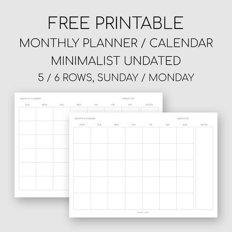 Free Printable Minimalist Monthly Planner / Undated Calendar #free #printable #monthlyplanner #minimalist #planner #printables #monthly #undated #calendar Budget Planner Notion, Month Budget Planner, Organized Minimalist, Free Daily Planner Printables, Printable Meal Planner Monthly, Printable Planner 2023, 2023 Free Printable, Blank Calendar Printable, Monthly Planner 2023