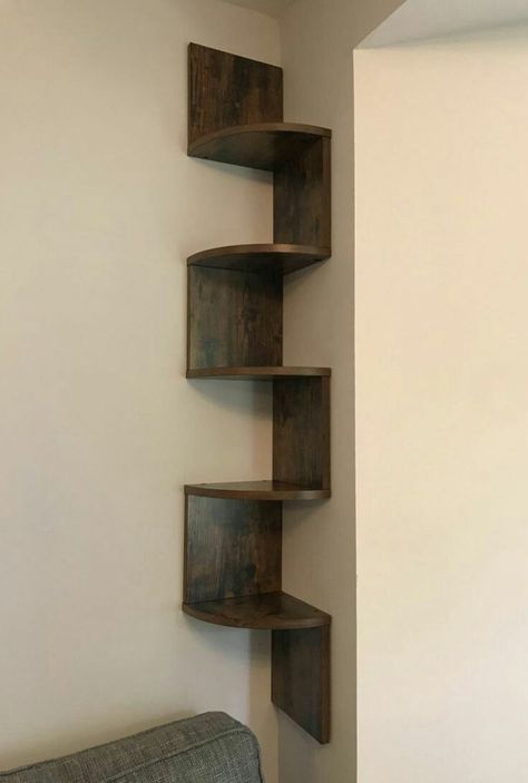 Kitchen, bathroom, or any wall that needs a touch of green. Corner Shelves Bedroom, Rustic Shelving Unit, Floating Bookcase, Bookcase Corner, Rustic Shelving, Corner Shelf Design, Wood Corner Shelves, Rustic Wall Shelves, Floating Corner Shelves