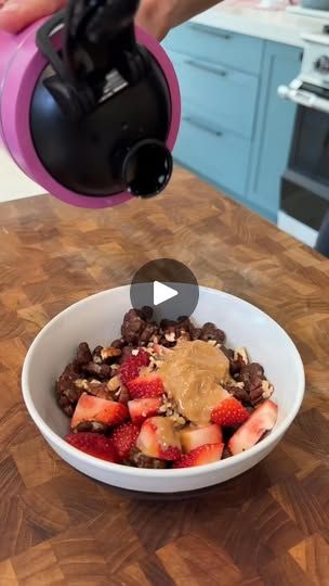 Loaded Cereal, Diced Strawberries, Seven Sundays, Protein Powder Smoothie, Bowl Of Cereal, Leveling Up, Shaker Bottle, Breakfast Meal Prep, Recipe Details