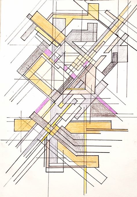 Grid Composition Architecture, Architecture Abstract Drawing, Architecture Art Abstract, Deconstructivism Architecture, Lines Architecture, 3d Grid, Conceptual Sketches, Urban Design Concept, Urban Design Plan